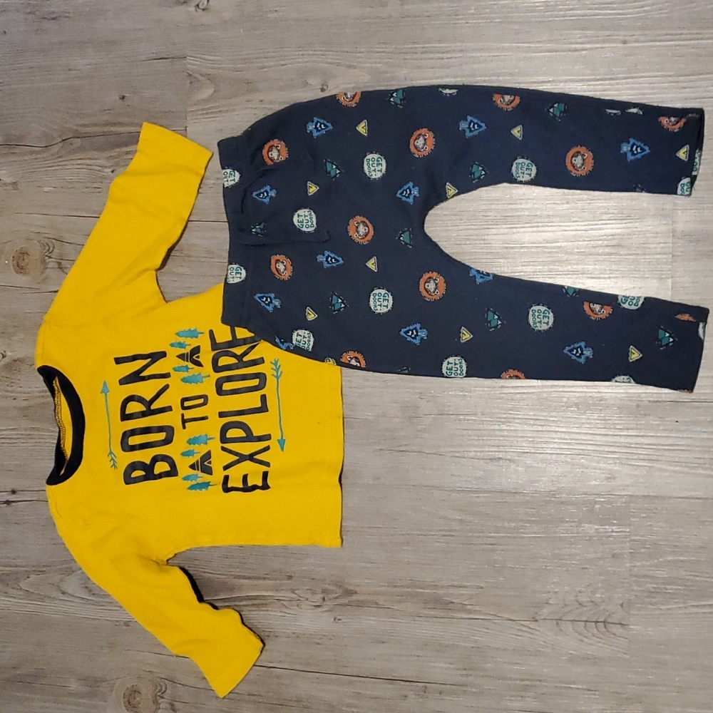 🧡 Old Navy | 2-Piece Toddler Outfit | Yellow Blue | 12-18 Months